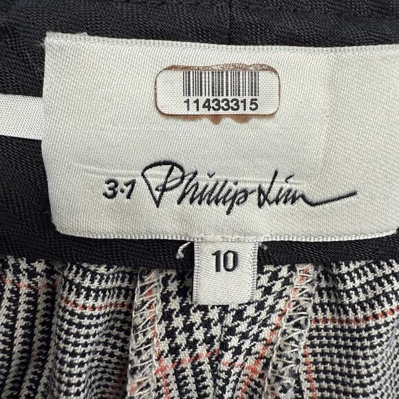 3.1 Phillip Lim Houndstooth Plaid Jogger Pants 10 Gray Black Stretch Wool Blend - Picture 8 of 16